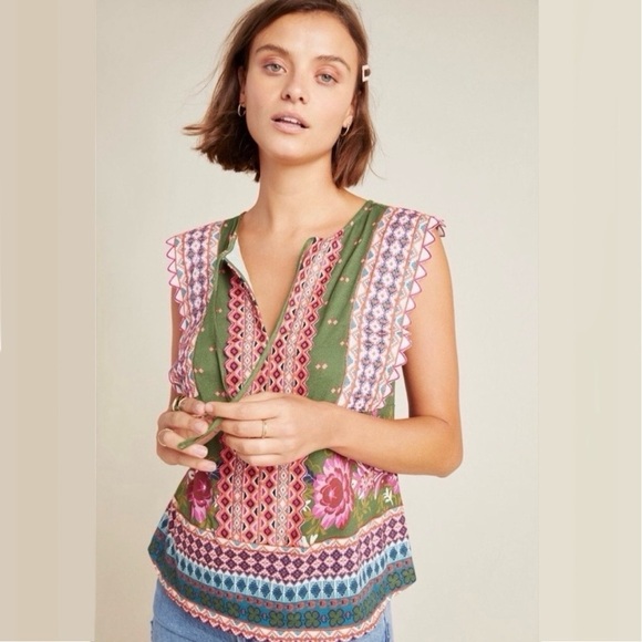 Anthropologie Sigrid Embroidered Tank Size Medium - Picture 15 of 15